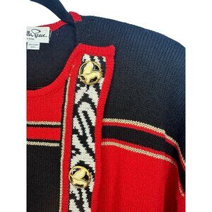 Antonella Preve Red & Black Knit Jumpsuit With Gold Accents & Zebra Pattern Sz L